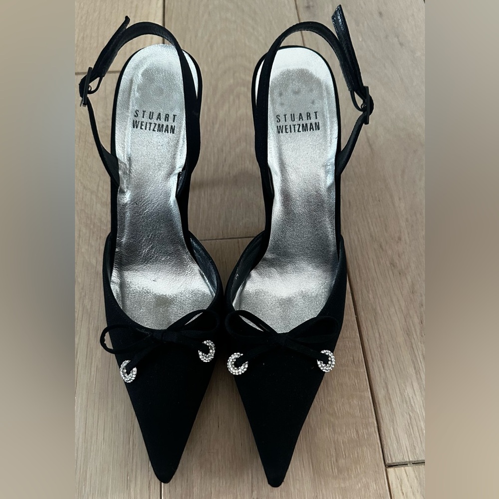 Stuart Weitzman fabric fancy sling back heels 5.5 - Picture 5 of 16